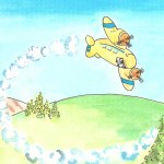 Illustration from <em>Johnny Airplane</em> Illustration of flying plane
